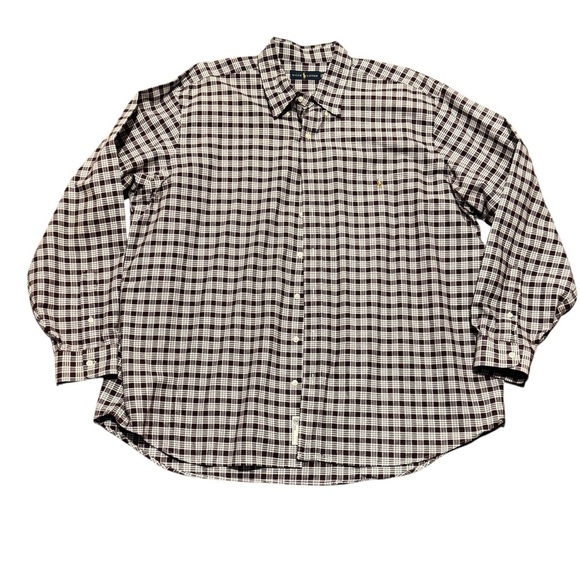 Ralph Lauren Men’s Button Down Maroon White Checkered Plaid Shirt Size 2XB - Picture 4 of 7